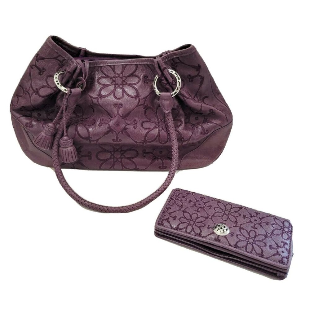 Brighton Valencia Lavender Embroidered Flower Bag